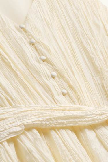 Femmes - Robe à col V - crème