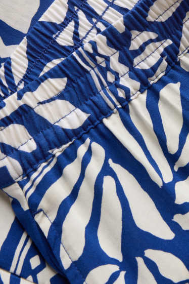 Damen - Shorts - High Waist - gemustert - blau / weiss