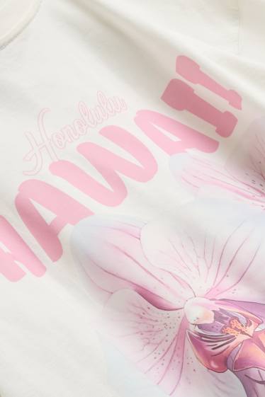 Femei - Tricou - supradimensionat - alb-crem