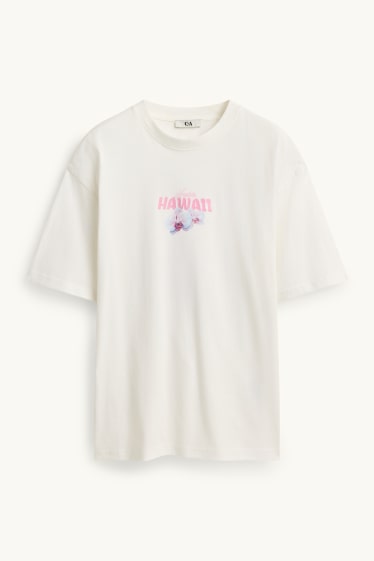 Femei - Tricou - supradimensionat - alb-crem