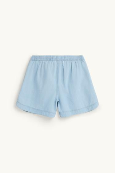 Women - Shorts - mid-rise waist - denim look - blue denim