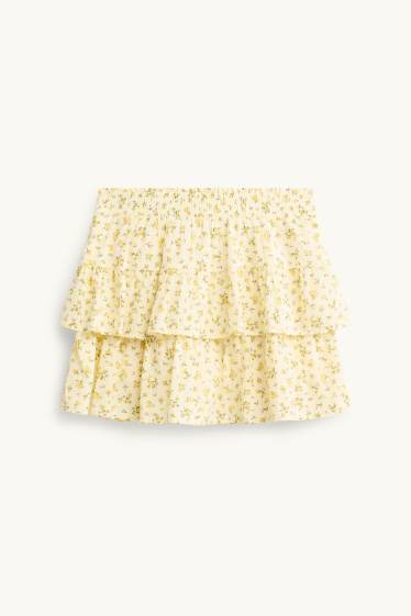 Dames - Rok - gebloemd - geel