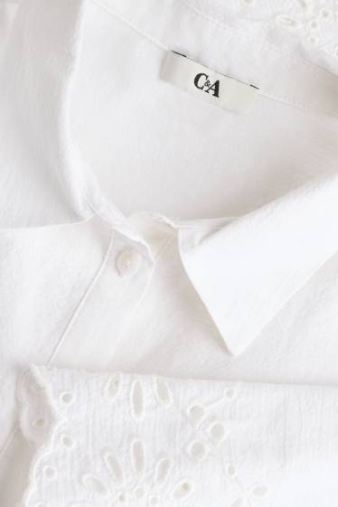 Dames - Blouse - broderie Anglaise - wit