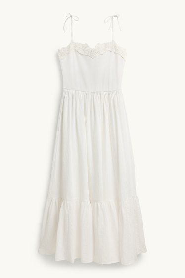 Damen - Fit & Flare Kleid - weiß