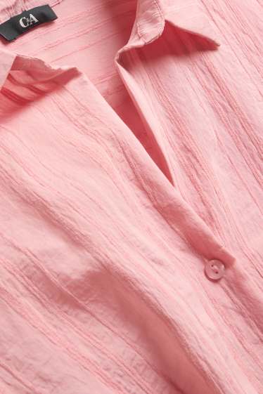 Dames - Blouse met knoop in de stof - roze
