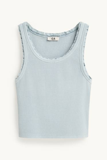 Women - Top - ribbed - light blue