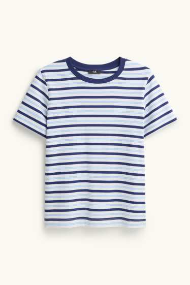 Femei - Tricou - regular fit - cu dungi - albastru / alb