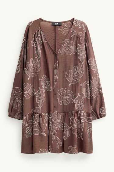 Damen - Kleid - gemustert - braun