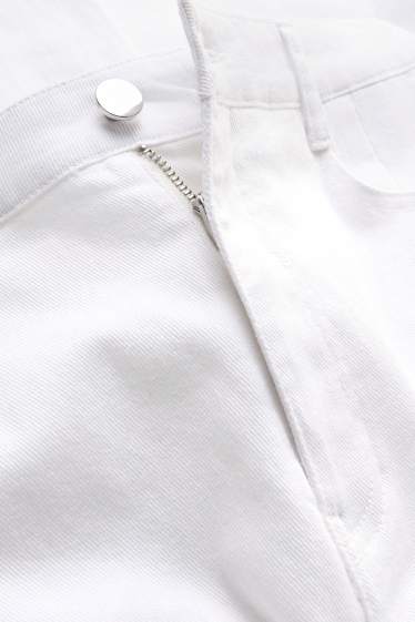 Dames - Pantalon met ceintuur - high waist - barrel leg - wit