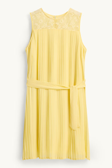 Enfants filles - Robe plissée - jaune