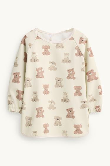 Unisex - Ursuleț, koala și căței - bavetă cu mâneci bebeluși - crem