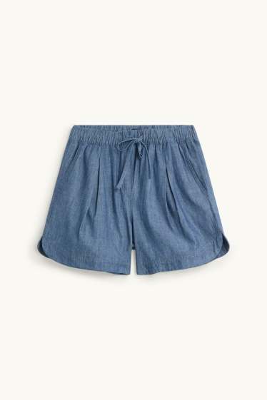 Donna - Shorts - vita media - look jeans - jeans blu scuro