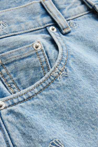 Damen - Jeans-Shorts - gemustert - helljeansblau