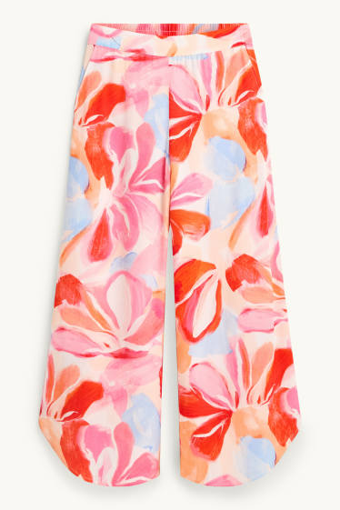 Dames - Pantalon - high waist - palazzo - gebloemd - gekleurd