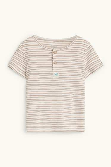 Baby Boys - Whale - baby short sleeve T-shirt - striped - white / beige