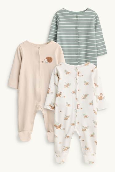 Unisex - Confezione da 3 - animali del bosco - pigiama neonati - beige / verde