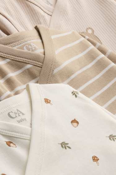 Unisex - Multipack of 3 - bear and lynx - wrapover baby bodysuit - beige