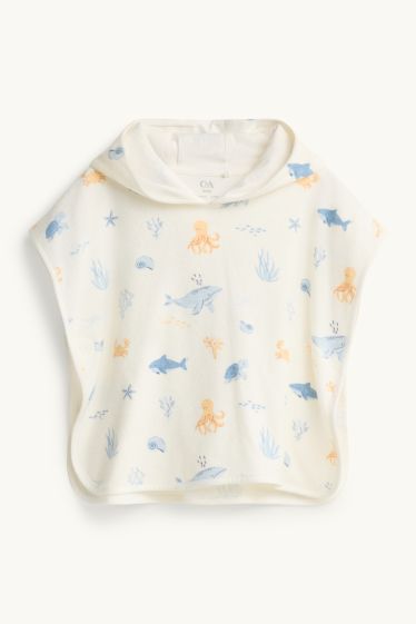 Baby Jungen - Meer - Baby-Frottee-Badeponcho - cremeweiss