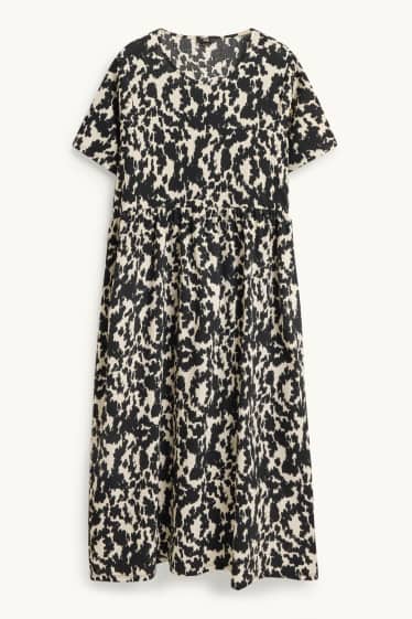 Damen - A-Linien Kleid - gemustert - strukturiert - schwarz / weiß