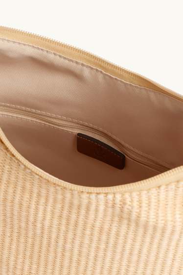 Dames - Schoudertas - raffialook - beige