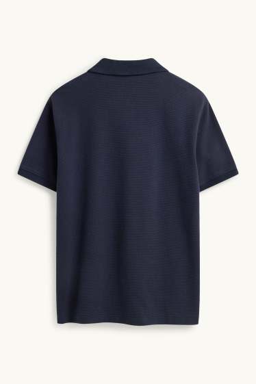 Herren - Poloshirt - Regular Fit - strukturiert - dunkelblau