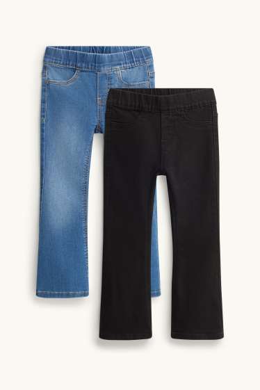 Kinder Mädchen - Multipack 2er - Flared Jeggings - blau / schwarz