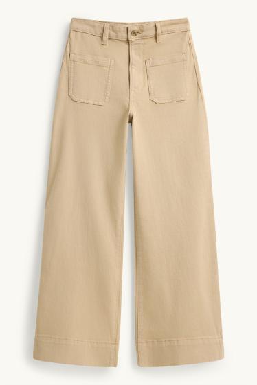 Damen - Wide Leg Jeans - Mid Waist - jeansbraun