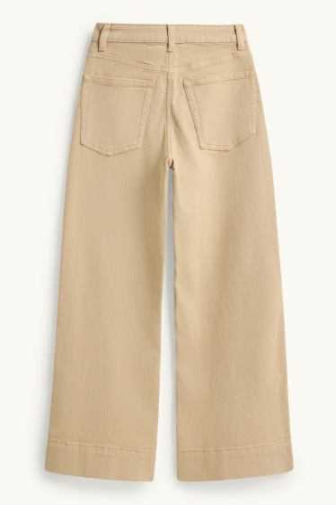 Damen - Wide Leg Jeans - Mid Waist - jeansbraun