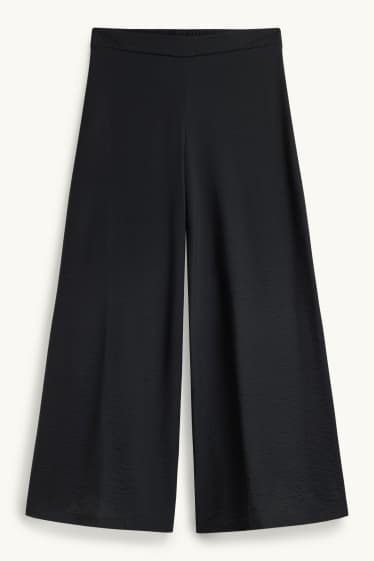 Dames - Pantalon - high waist - wide leg - zwart