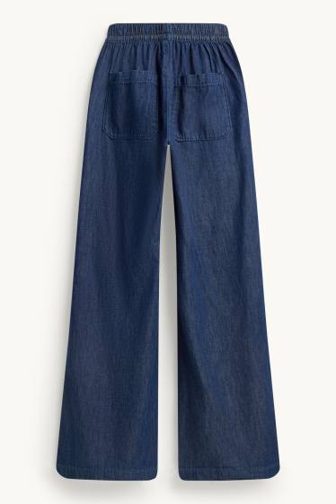 Damen - Umstandshose - Wide Leg - Jeans-Look - dunkeljeansblau