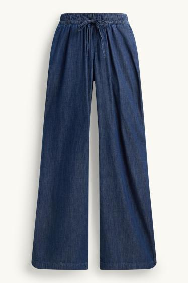 Damen - Umstandshose - Wide Leg - Jeans-Look - dunkeljeansblau