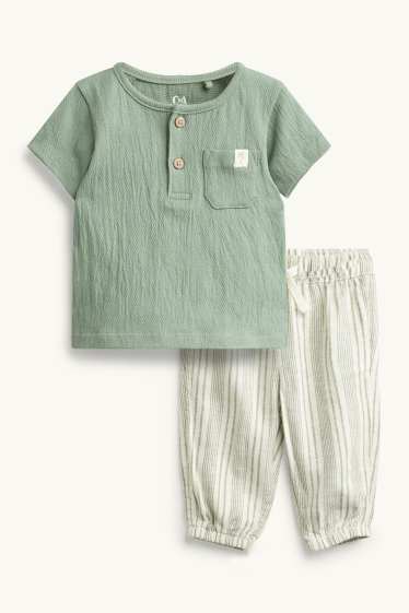 Baby Boys - Newborn outfit with linen content - 2 piece - green