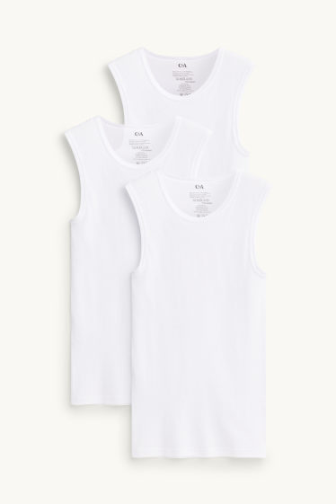 Uomo - Confezione da 3 - maglia intima - a coste fini - bianco