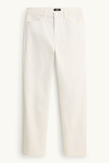 Women - Cloth trousers - mid-rise waist - straight leg - white