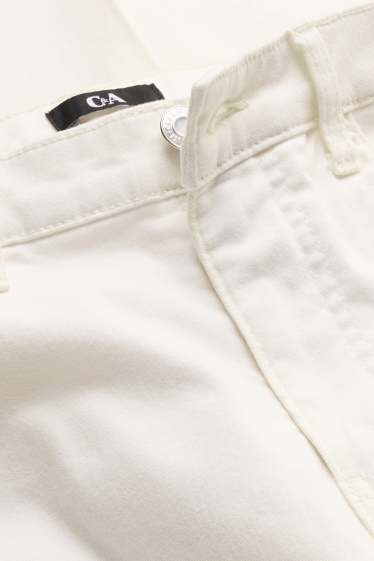 Women - Cloth trousers - mid-rise waist - straight leg - white