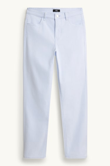 Women - Cloth trousers - mid-rise waist - straight leg - denim-light gray