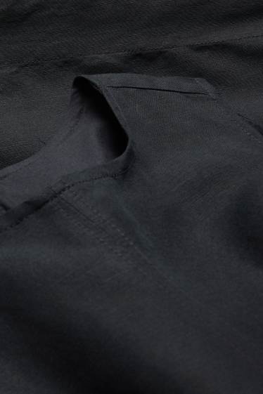 Mujer - Vestido de línea evasé - mezcla de lino - negro