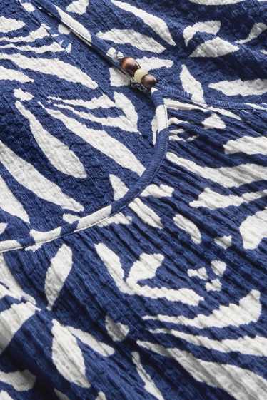 Damen - Kleid - Straight Fit - gemustert - strukturiert - weiß / blau