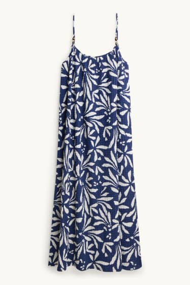 Damen - Kleid - Straight Fit - gemustert - strukturiert - weiß / blau