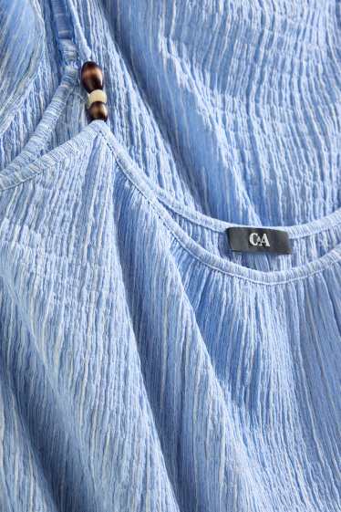 Damen - Kleid - gestreift - strukturiert - blau / weiß