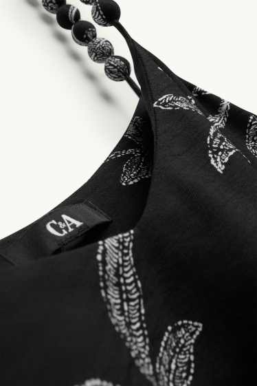 Damen - Blusentop - geblümt - schwarz