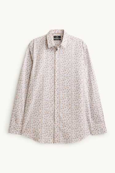 Pánské - Košile - regular fit - kent - světle hnědá