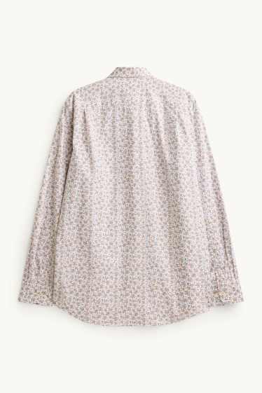 Pánské - Košile - regular fit - kent - světle hnědá