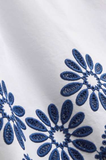 Damen - Top - geblümt - weiß / blau