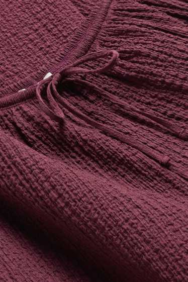 Donna - Pantaloni - vita media - loose fit - tramati - rosso scuro
