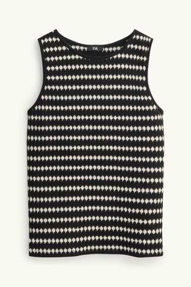 Mujer - Top de punto - de rayas - negro / blanco