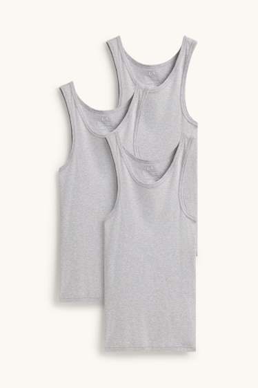 Bărbați - Multipack 3 buc. - maiou - reiat fin - gri