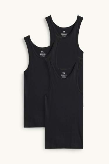 Bărbați - Multipack 3 buc. - maiou - reiat fin - negru