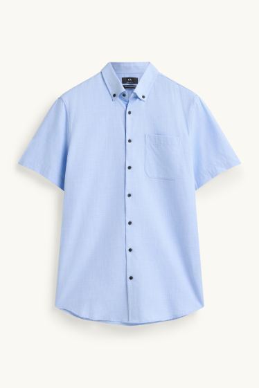 Hommes - Chemise de bureau - regular fit - col button-down - bleu