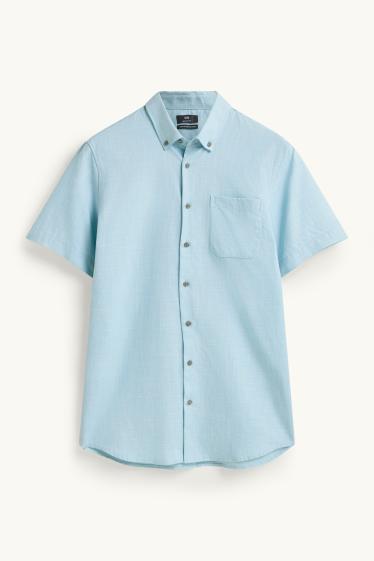 Hommes - Chemise de bureau - regular fit - col button-down - bleu clair